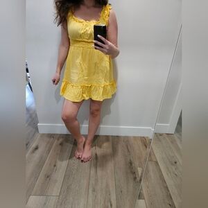 Zaful Yellow Ruffled Casual Dress